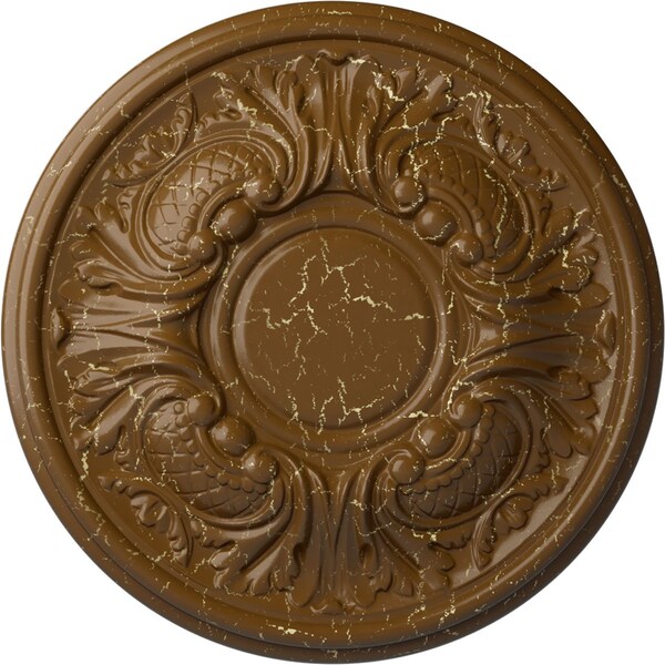Ekena Millwork Wakefield Ceiling Medallion (Fits Canopies up to 3 5/8"), 11 3/4"OD x 1 1/4"P, Smokey Topaz Crackle CM11WASTC - main
